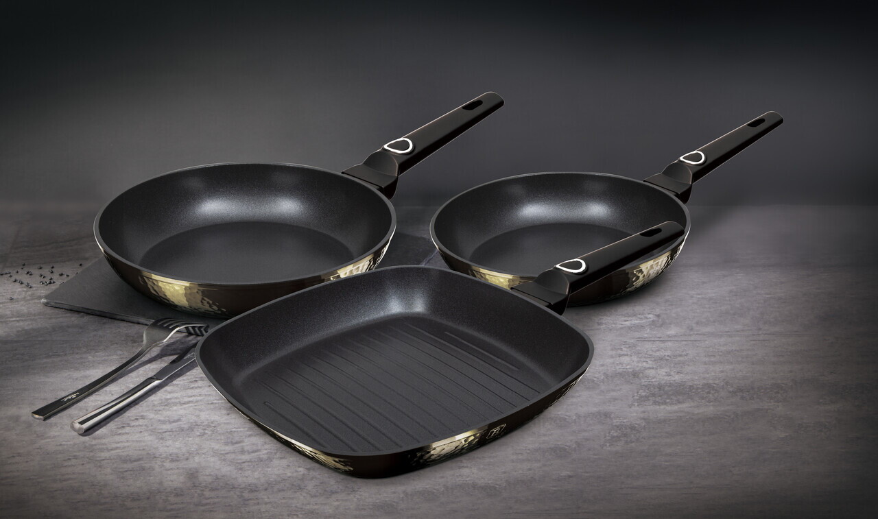 Set 3 tigai Berlinger Haus, Primal Gloss, 20/24/28 cm, aluminiu forjat, negru - imagine 5